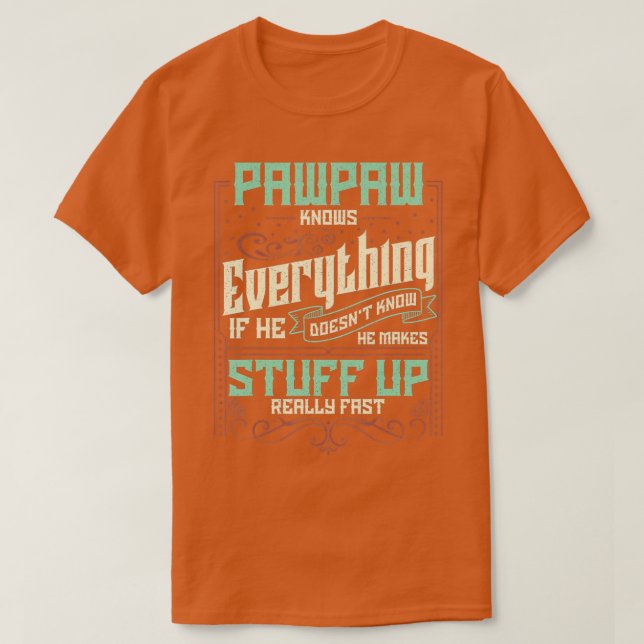 T-shirt Mens Pawpaw Knows Everything Funny Pawpaw Fathers (Design devant)