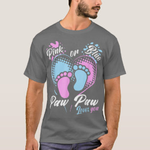 T-shirt Mens Pink Or Blue Paw Paw Loves You Gender Reveal