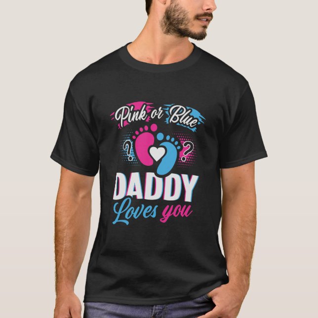 T-shirt Mens Pink ou Blue Daddy t'aime pour le père (Devant)