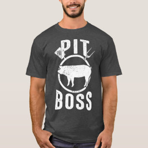T-shirt Mens Pit Boss Shirt BBQ Funny Pitmaster Pig Grilli
