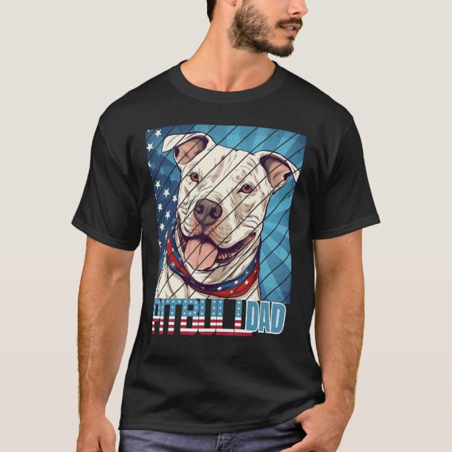 T-shirt Mens Pit taureau pitbul Papa For Men (Devant)