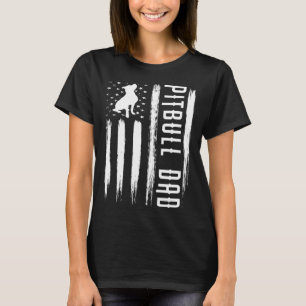 T-shirt Mens Pitbull Papa American Flag Pit Bull Dog Bully