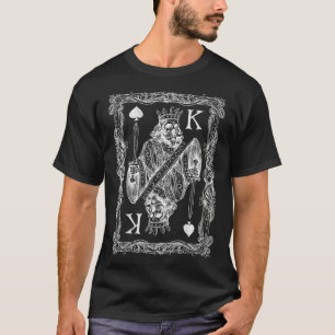 T-shirt Mens Poker Spade King Skeleton King with Sword