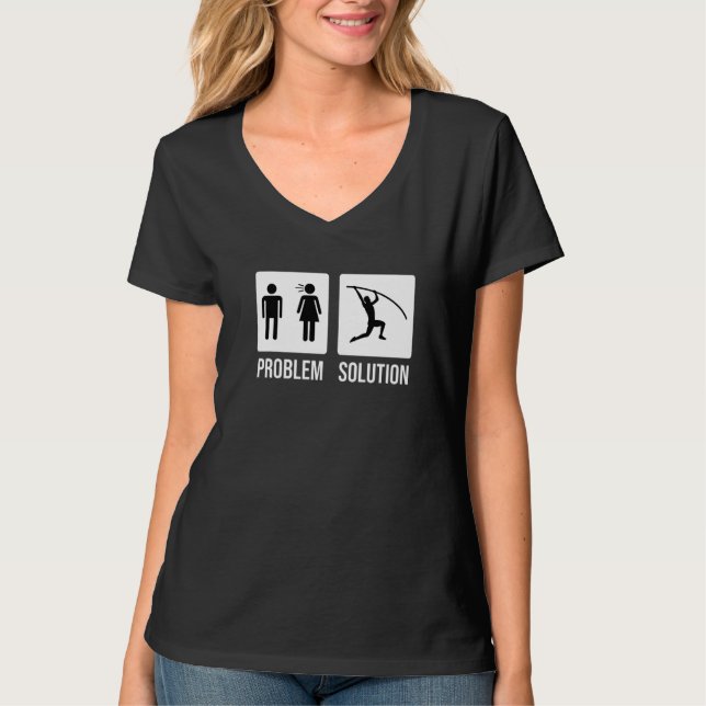 T-shirt Mens Pole Vault Vaulter Jump Problem Solution   (Devant)