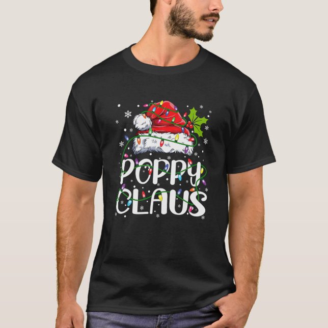 T-shirt Mens Poppy Claus Noël Santa Chapeau Correspondant  (Devant)
