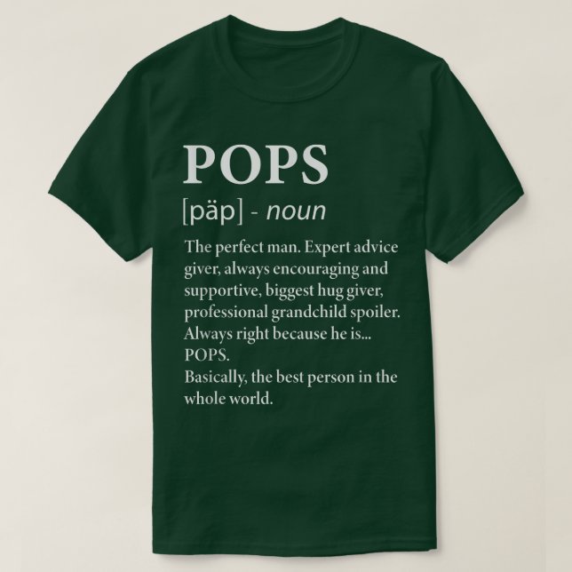 T-shirt Mens Pops Définition Grand-père Amusant Grand-père (Design devant)