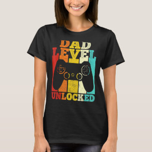 T-shirt Mens Pregnancy Announcement Dad Level Unlocked Soo