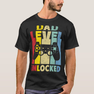 T-shirt Mens Pregnancy Announcement Dad Level Unlocked Soo