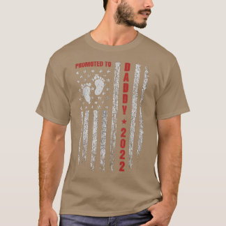 T-shirt Mens Promoted To Daddy 2022 American Flag New Dad