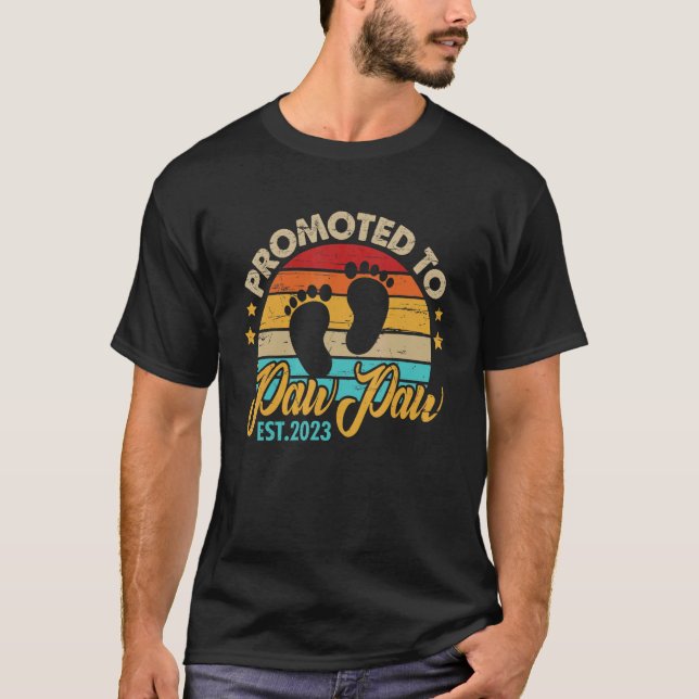 T-shirt Mens Promoted to PawPaw 2023 Father's Day  First T (Devant)