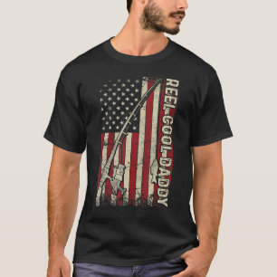 T-shirt Mens Reel Cool Daddy American Flag Fishing Rod Us