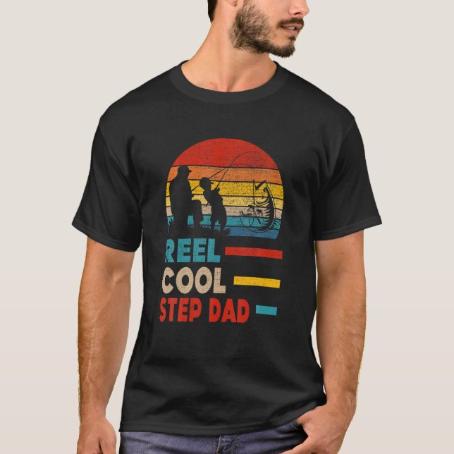 T-shirt Mens Reel Cool Étape Papa Pêcheur Papa Papa Père F (Devant)