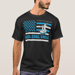 T-shirt Mens Reel Cool Oncle Usa Drapeau Pêche Uncle Père