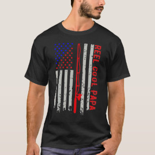 T-shirt Mens Reel Cool Papa américain Drapeau Pêche Mens F