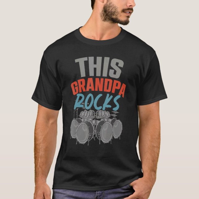 T-shirt Mens Retraite Grand-pa Retraité Drummer Musicien M (Devant)