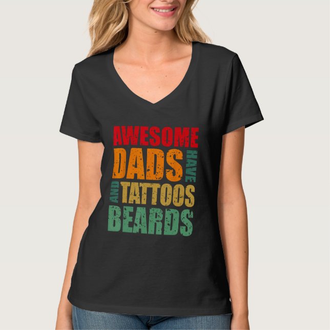 T-shirt Mens  Retro Awesome Fathers Day Beards Tattoos Des (Devant)