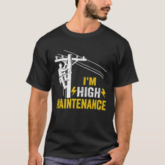 T-shirt Mens Retro Electrician Lineman Journeyman I'm High