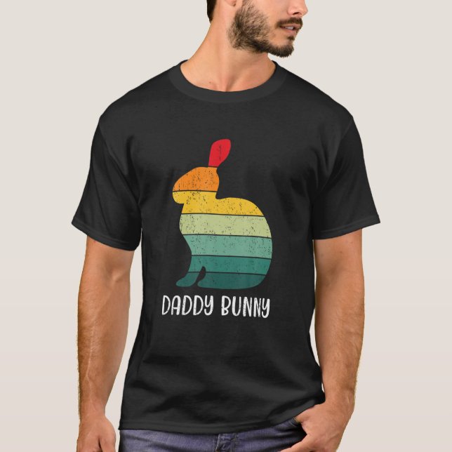 T-shirt Mens Retro Famille Bunny Pâques Hommes Papa Papa P (Devant)