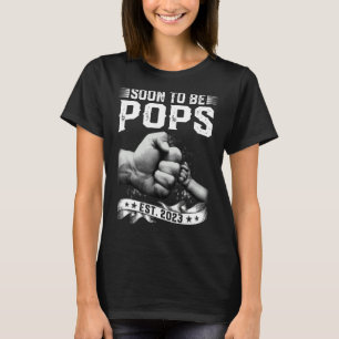 T-shirt Mens Retro Nouveau papa Bientôt Être Pops 2023 Pèr