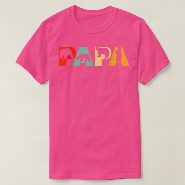 T-shirt Mens Retro Papa Ours Papa Drôle Ours Ours Papa Pèr (Design devant)