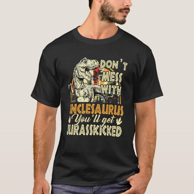 T-shirt Mens Retro Uncle Rex Saurus Father's Day Christmas (Devant)