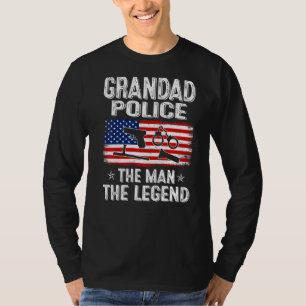 T-shirt Mens Retro Us Drapeau Fête des pères Grand Police