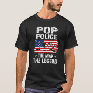 T-shirt Mens Retro Us Drapeau Fête des pères Pop Police La