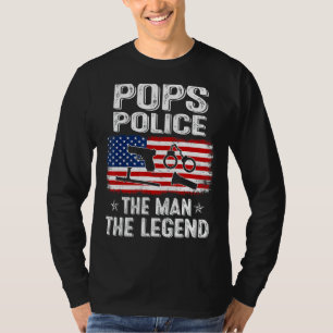 T-shirt Mens Retro Us Fête des pères Drapeau Pops Police L
