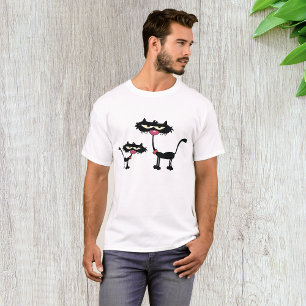 T-Shirt Mens Skinny Black Cats