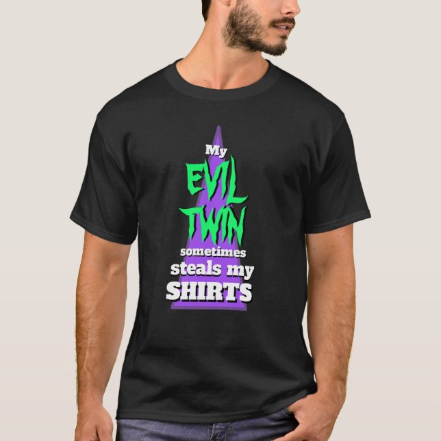 T-shirt Mens Sports Funny Novelty Graphisme MON MAL TWIN (Devant)