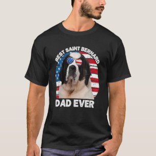 T-shirt Mens St Bernard Papa Drapeau américain Saint Berna