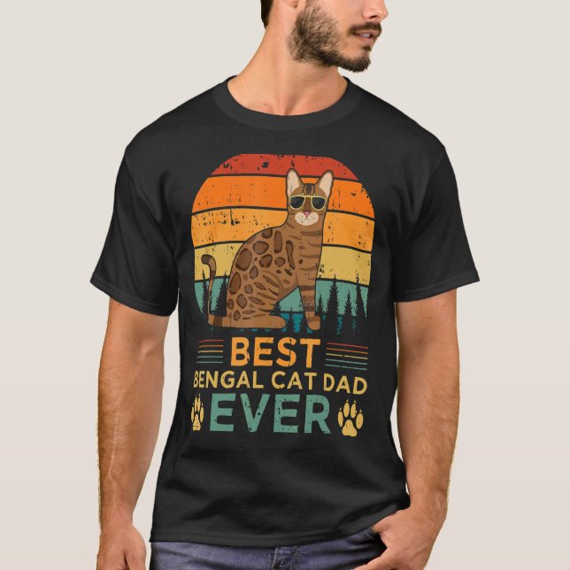 T-shirt Mens Style Rétro Meilleur Bengale Chat Papa Jamais (Devant)