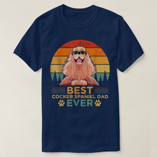 T-shirt Mens Style Rétro Meilleur Cocker Espagnol Papa Jam (Design devant)