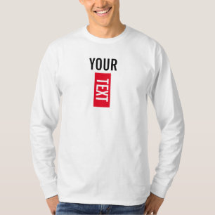 T-shirt Mens Texte Personnalisé Longueur Sleeve Blanc Mode