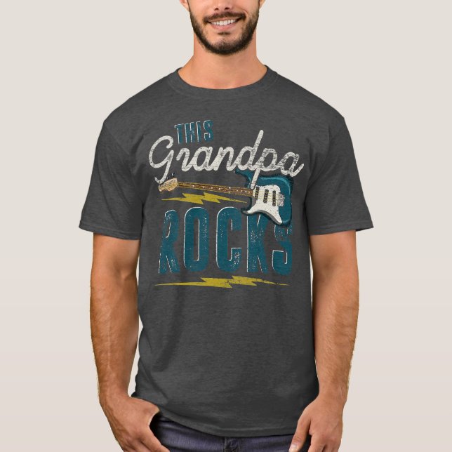 T-shirt Mens This Grandpa Rocks Bhelp Fête des pères Music (Devant)