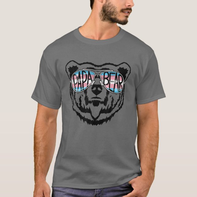 T-shirt Mens Trans Papa ours Fier Papa Ally Transgenre Ra (Devant)