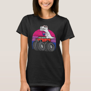 T-shirt Mens Trex Monster Truck Bisexuel Sunset Retro Bi P