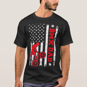 T-shirt Mens Vélo Rider Vintage Américain Drapeau BMX Papa