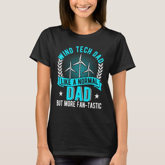 T-shirt Mens Vent Éolien Tech Papa Pun Vent Turbine (Devant)