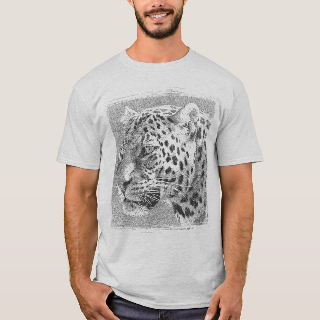 T-shirt Mens Vêtements Leopard Head Modèle moderne Ash (Devant)