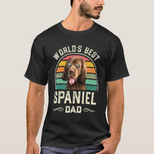 T-shirt Mens Worlds Best Sussex Spaniel Papa Chien Vintage