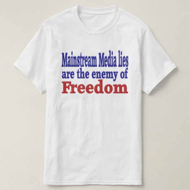 T-shirt Mensonges de média principal texte bleu rouge (Design devant)