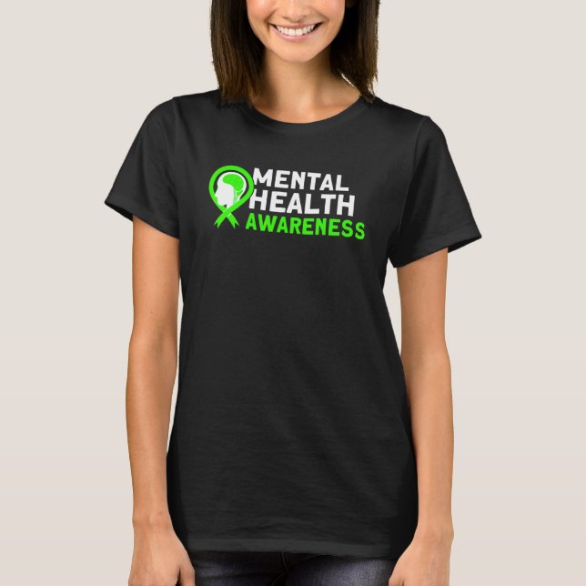 T-shirt Mental Health Green Ribbon Mental Health Awareness (Devant)
