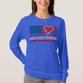 T-shirt Mental Health Technician USA Flag Nurse Doctor
