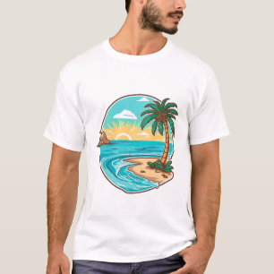 T-shirt Menus blanc de plage