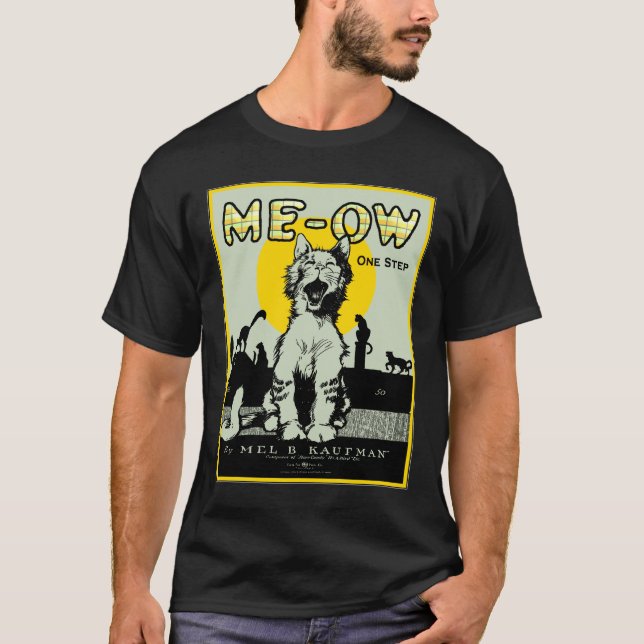 T-shirt Meow Cat Art - Vintage (Devant)