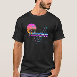 T-shirt Meow Chat Coloré Glitch Vaporwave Synthwave Aesth
