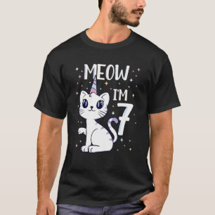 T-shirt Meow I'm 7 Birthday Cat Party Cute 7th Birthday Ki