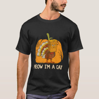 T-shirt Meow JE SUIS Un Chat Thanksgiving Citrouille Dinde