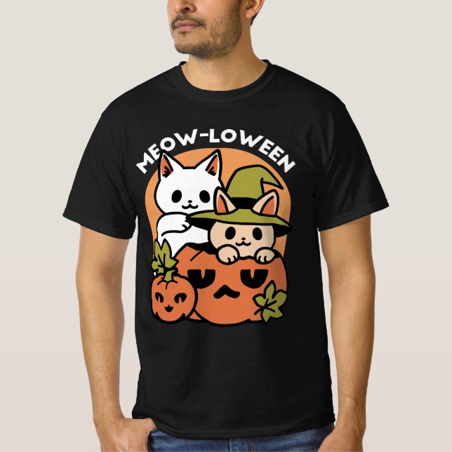 T-shirt Meow-Loween - Festive Halloween Conception de chat (Devant)